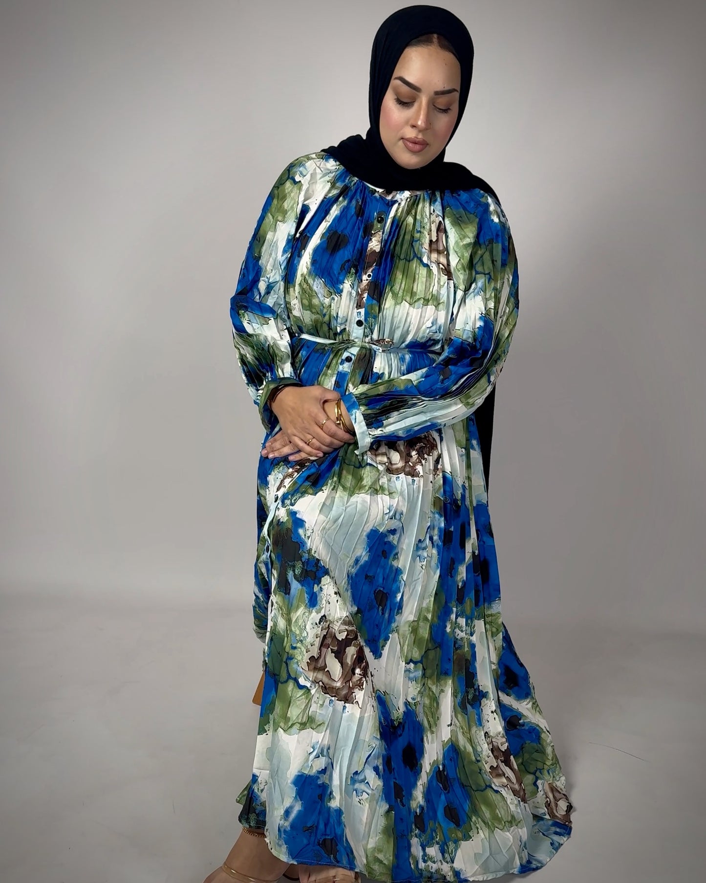 Eliza Moonlit Pleated Maxi Dress